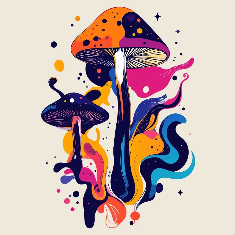 Psychedelic Mushroom Fantasy LSD PSY Mushrooms Motif