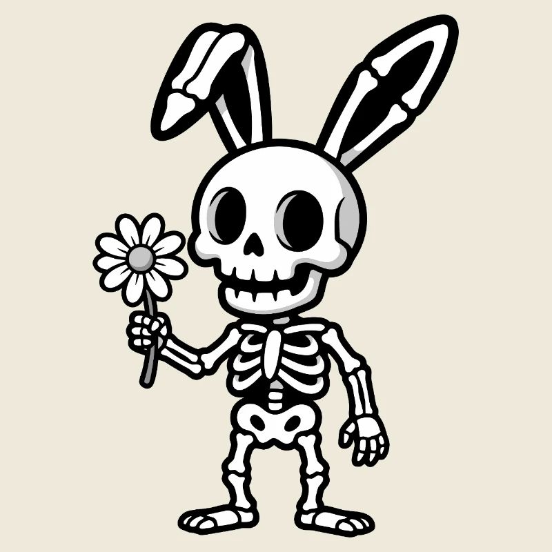 Lapin Squelette à Fleur