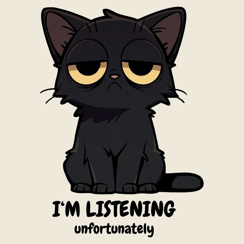 Mürrische Schwarze Katze | Null Bock Katzen Motiv