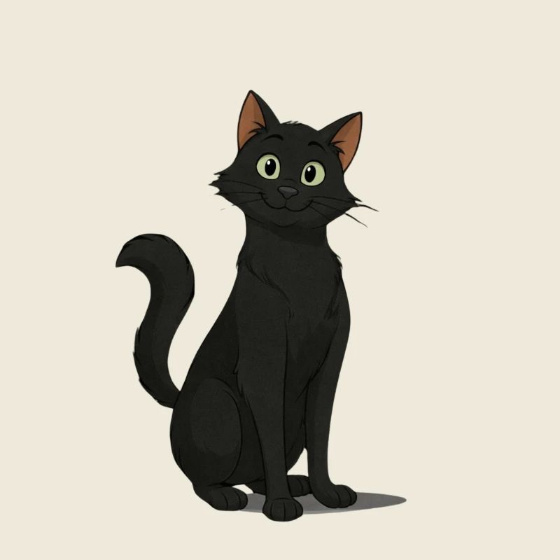 Schelmische Schwarze Katzen-Illustration