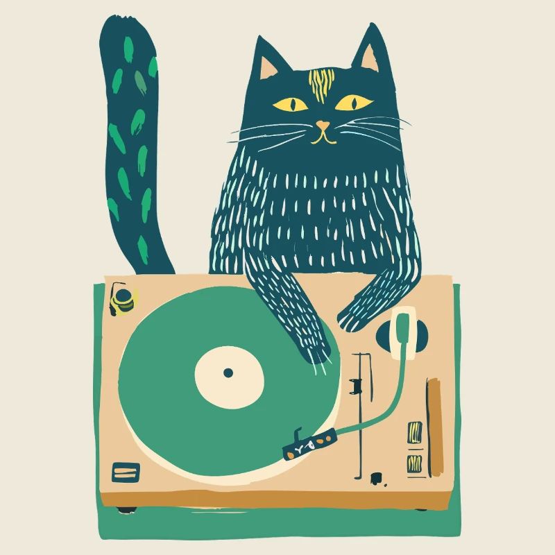 DJ chat sur platine