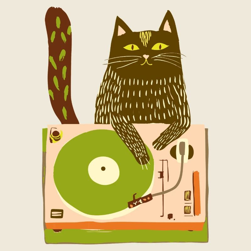 DJ chat sur platine
