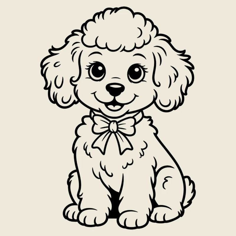 Poodle with bow – charm for clothes