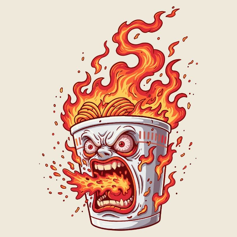 Noodle box with angry face