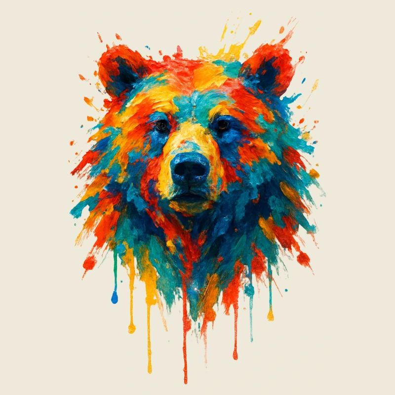Ours en splatter peinture dynamique