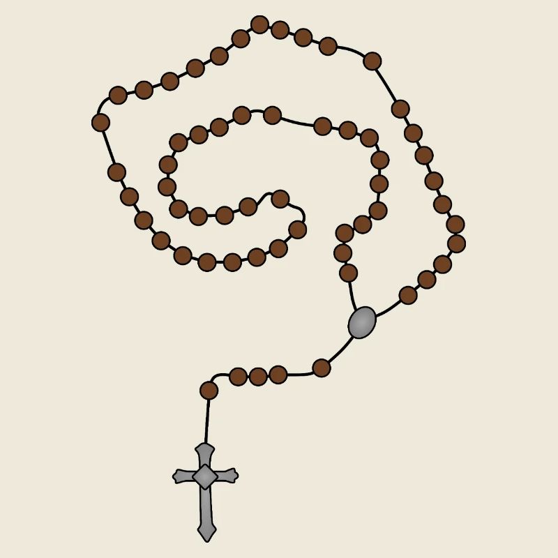 Spiral Rosary Beads on Black