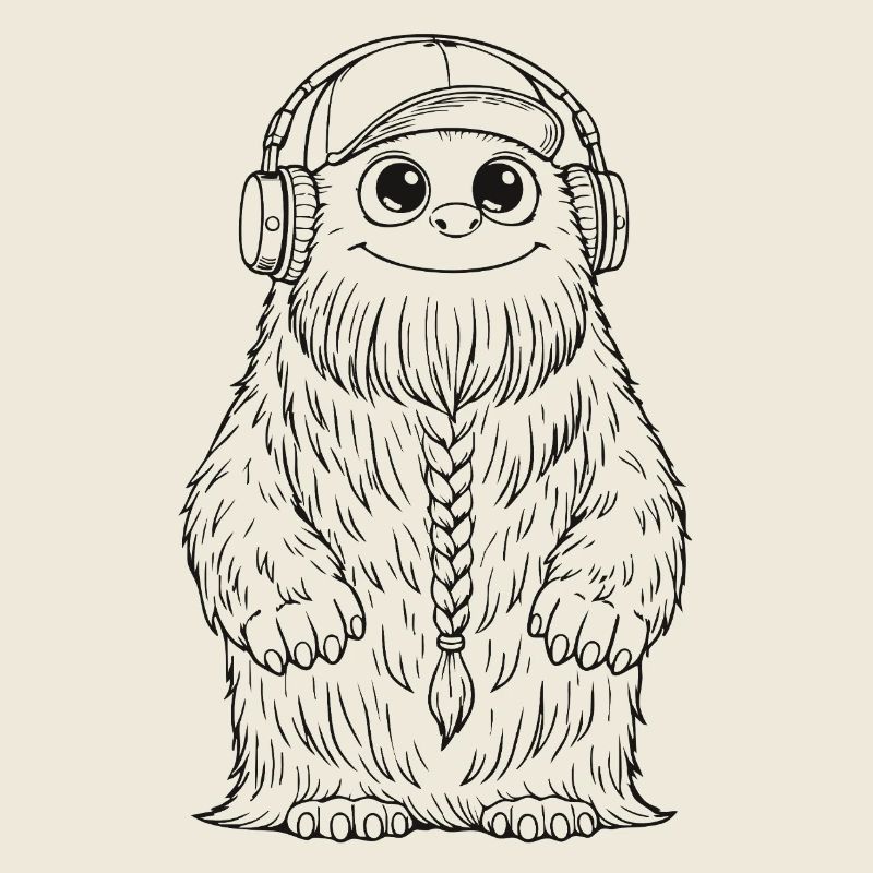 Fluffo avec tresse devant - Fluffonster design noir