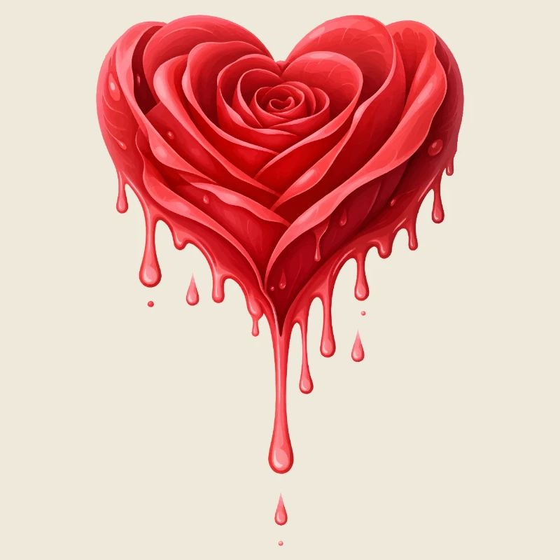 Illustration de la rose rouge en forme de cœur