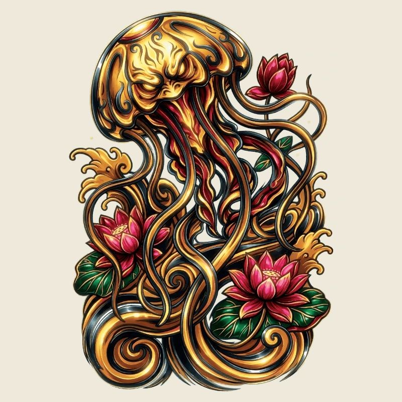 Quallen-Tattoo-Ästhetik Grafik