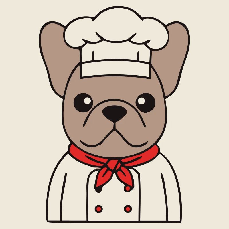 Frenchie Chef Baker Cartoon