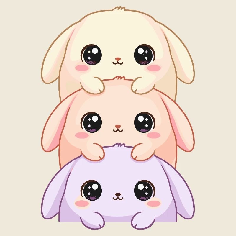 Cuddly Three Bunnies – Kawaii Trio