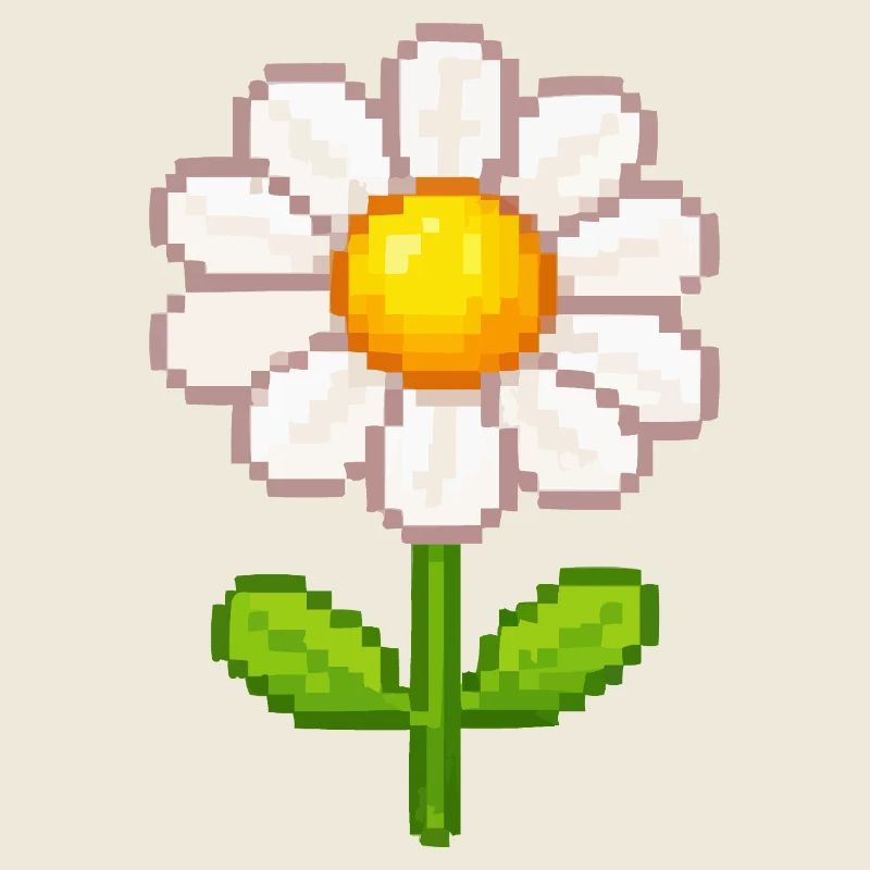 Pixelated Daisy Flower Illustration