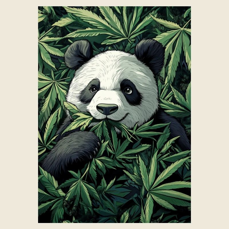 Panda in Cannabis Leaf Dream
