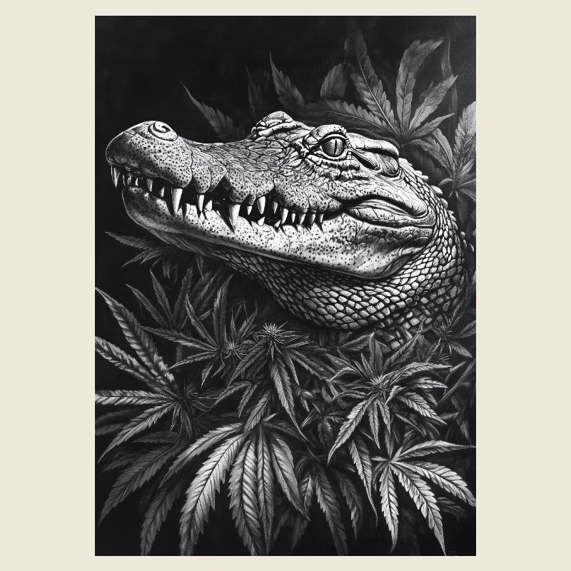 Krokodil im Hanfblattwald