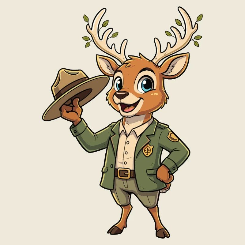 Cerf garde forestier du sentier forestier