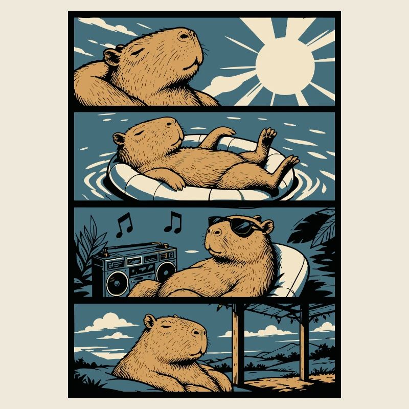 Chill Capybara Pool Vibes