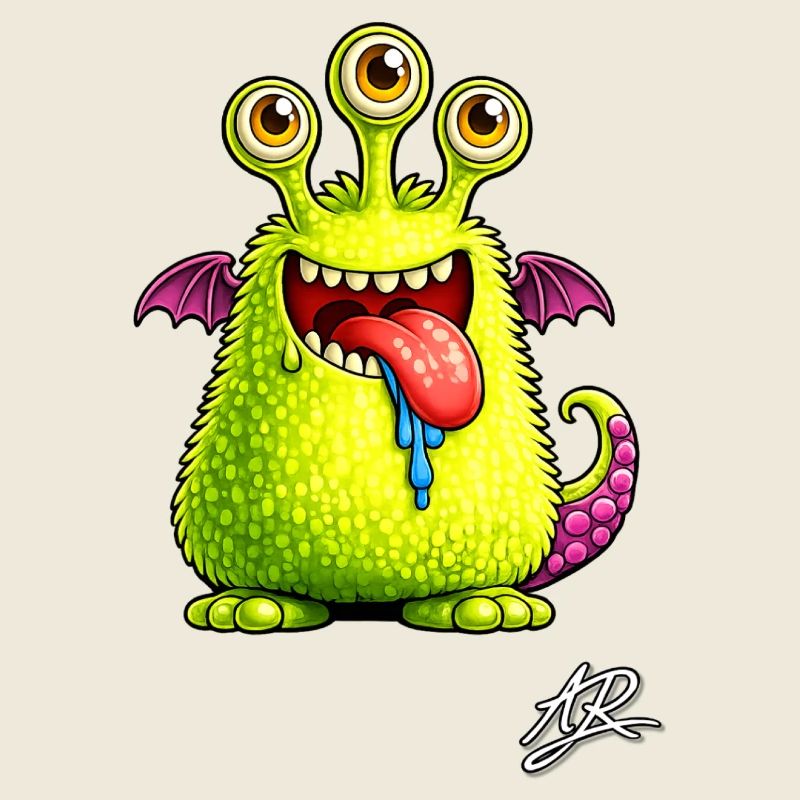 Grünes Dreiäugiges Monster