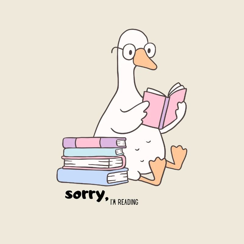 Reading goose with glasses