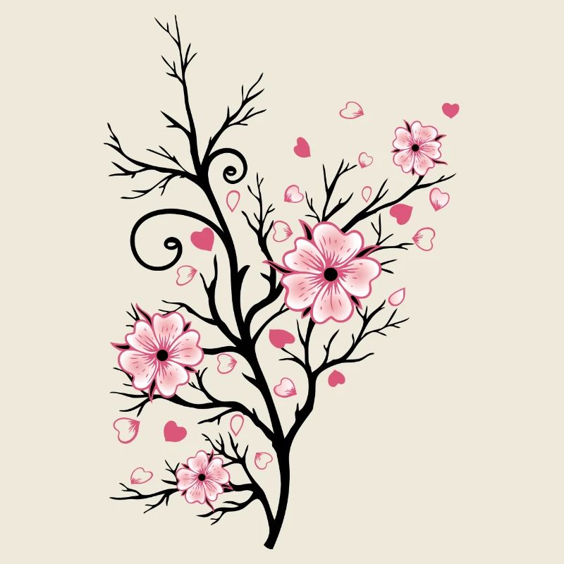Kirschbaum Kirschblüten mit Herzen Sakura Frühling