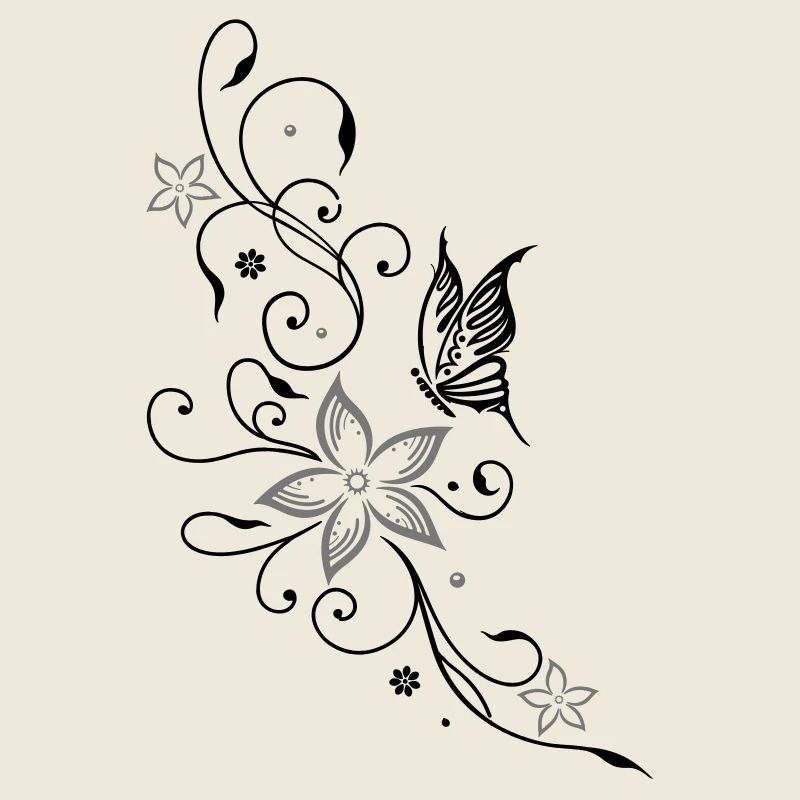 Fleurs avec papillons, fleurs