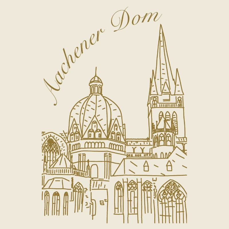 Aachen Cathedral Skyline, hand-drawn