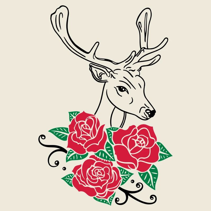Deer Deer Antlers Roses Octobre-Fest