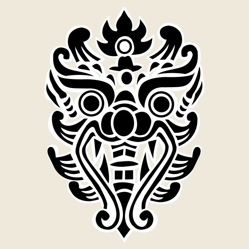 Masque tribal à tête de dragon thaïlandais