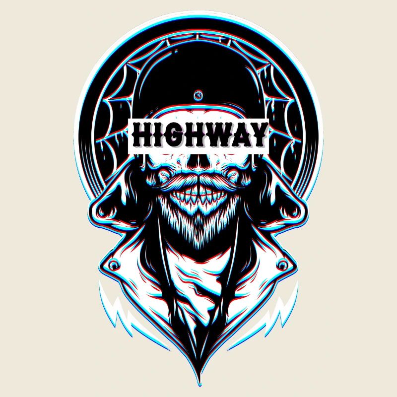 Aesthetic Biker Highway Glitch Design