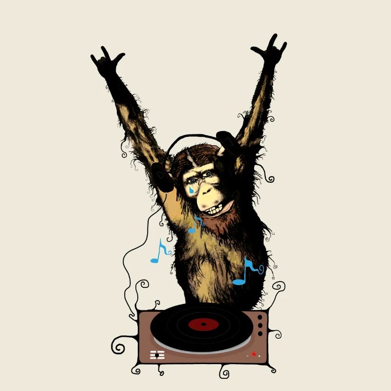 Humorvoller Affe mit DJ-Gear