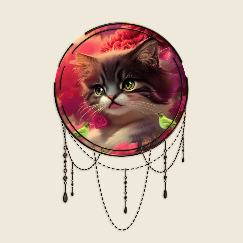 Süßes Kätzchen mit Vögeln