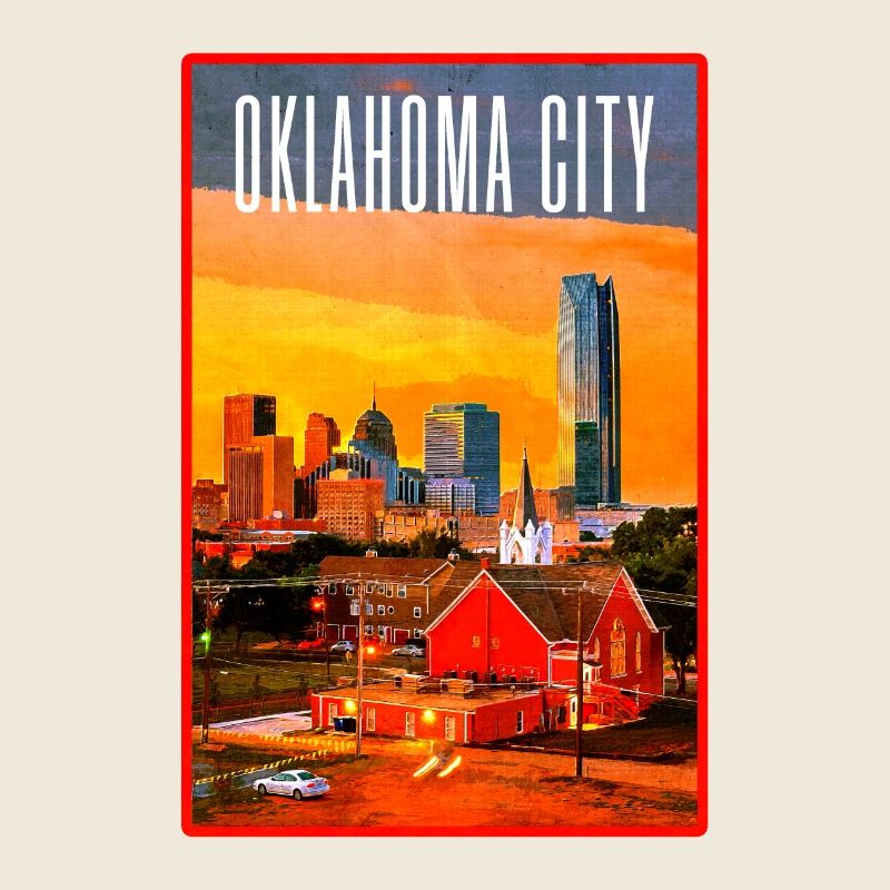 Coucher de soleil de la silhouette de la skyline d’Oklahoma City