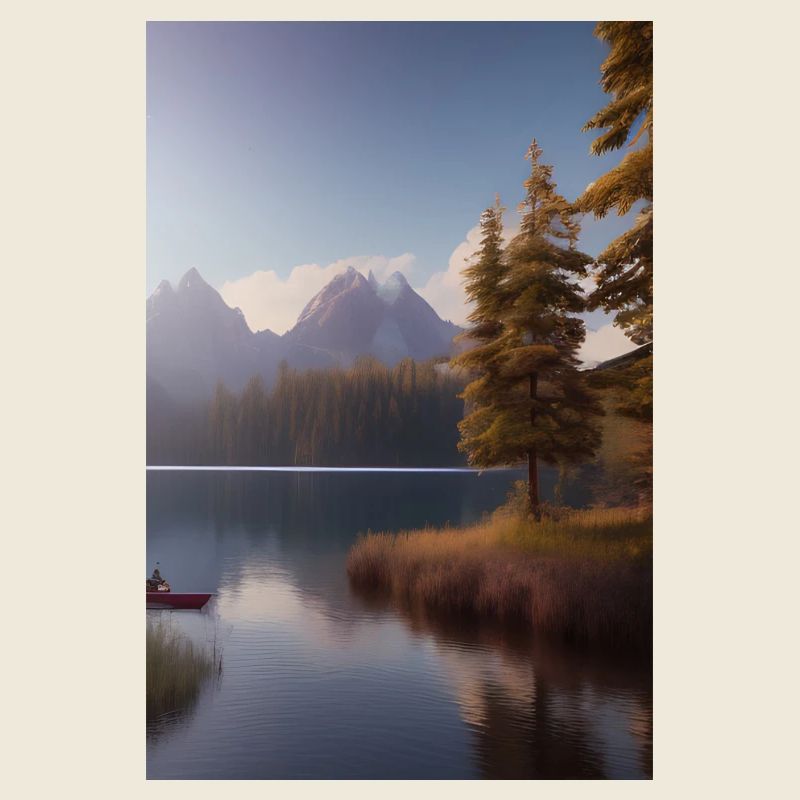 Landschaft mit See und Berge