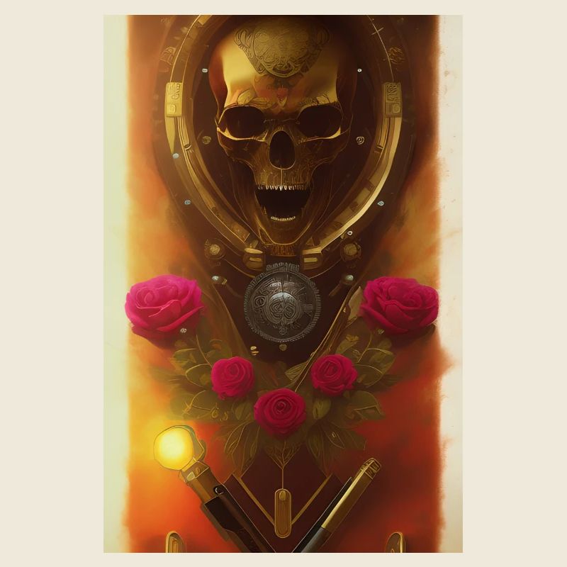 Skull and crossbones with roses