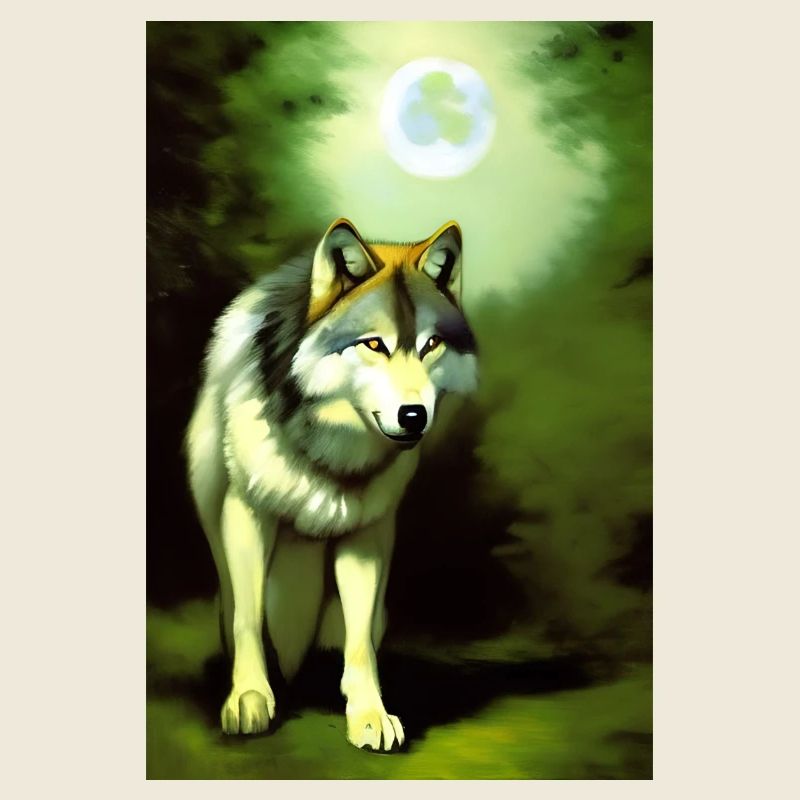 Wolf and Moon