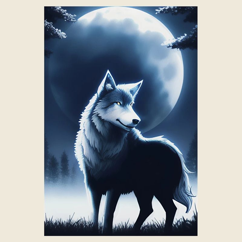 Wolf and Moon