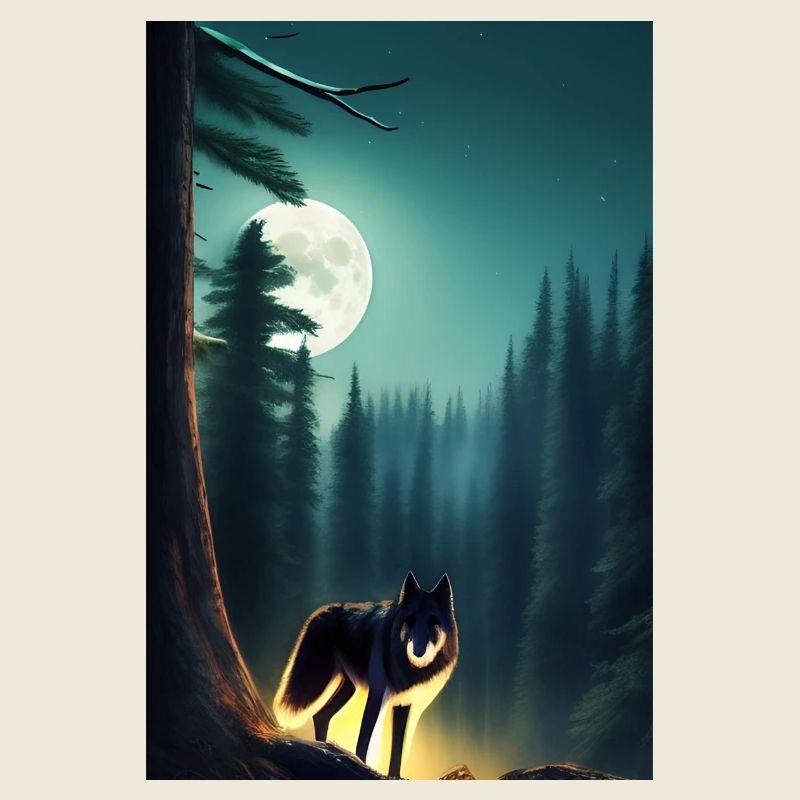 Wolf and Moon