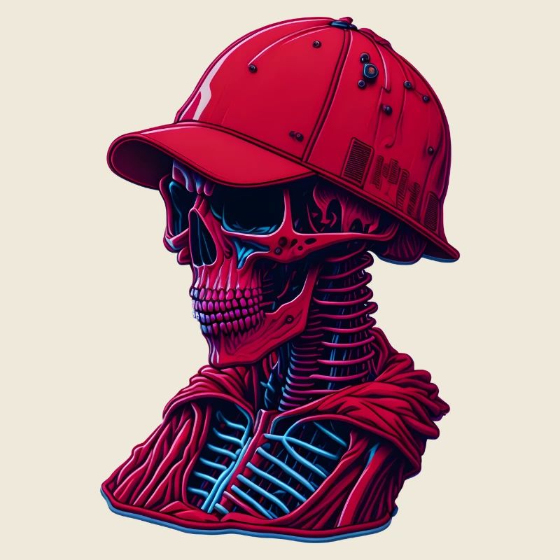 Squelette avec casquette