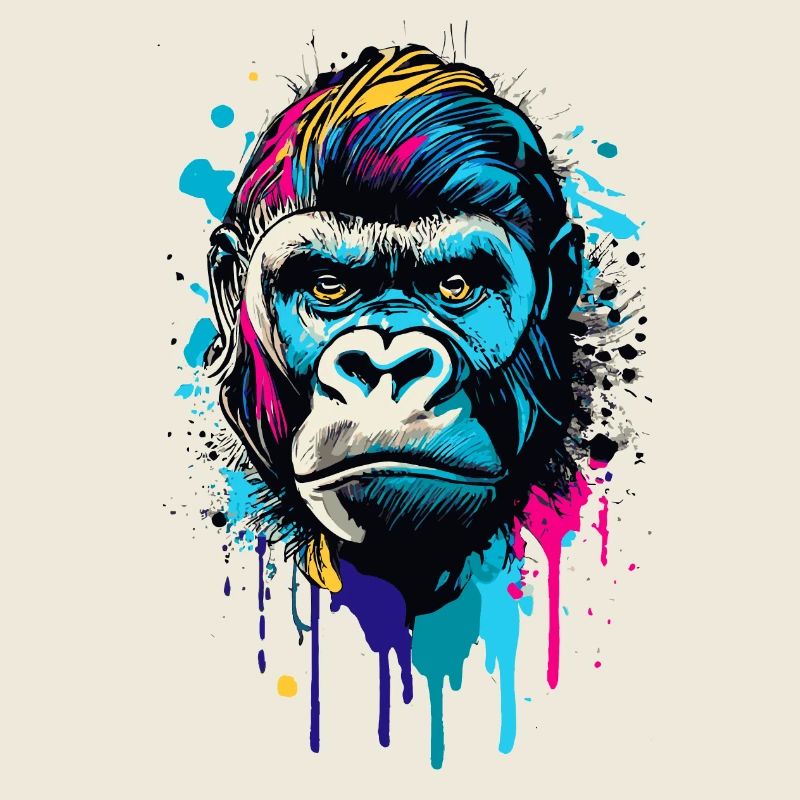 Gorilla Farbenfroh - Bunter Gorilla Affe Gorillas