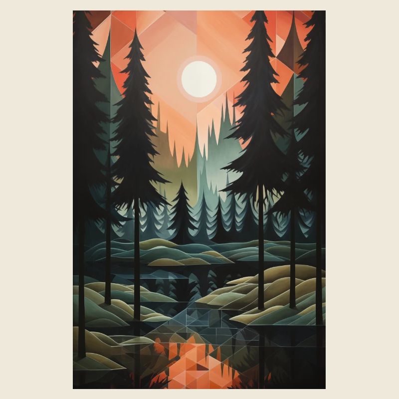 Paysage de Forêt dans un style géométrique