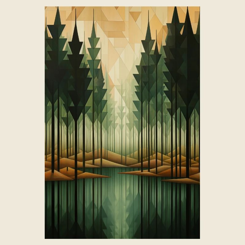 Paysage de Forêt dans un style géométrique