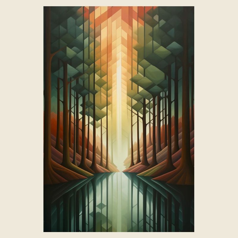 Waldlandschaft im geometrischen Stil