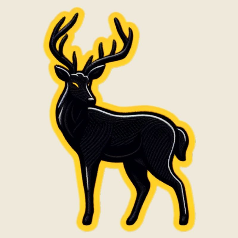Schwarzer Hirsch mit Neon-Kontur