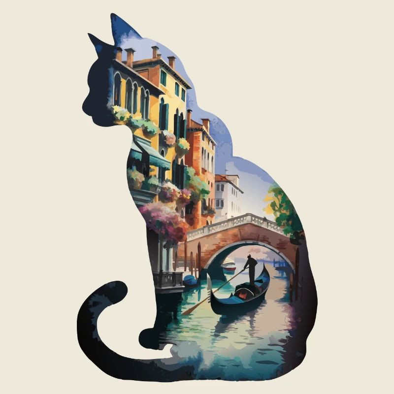 Venetian City Circle Silhouette