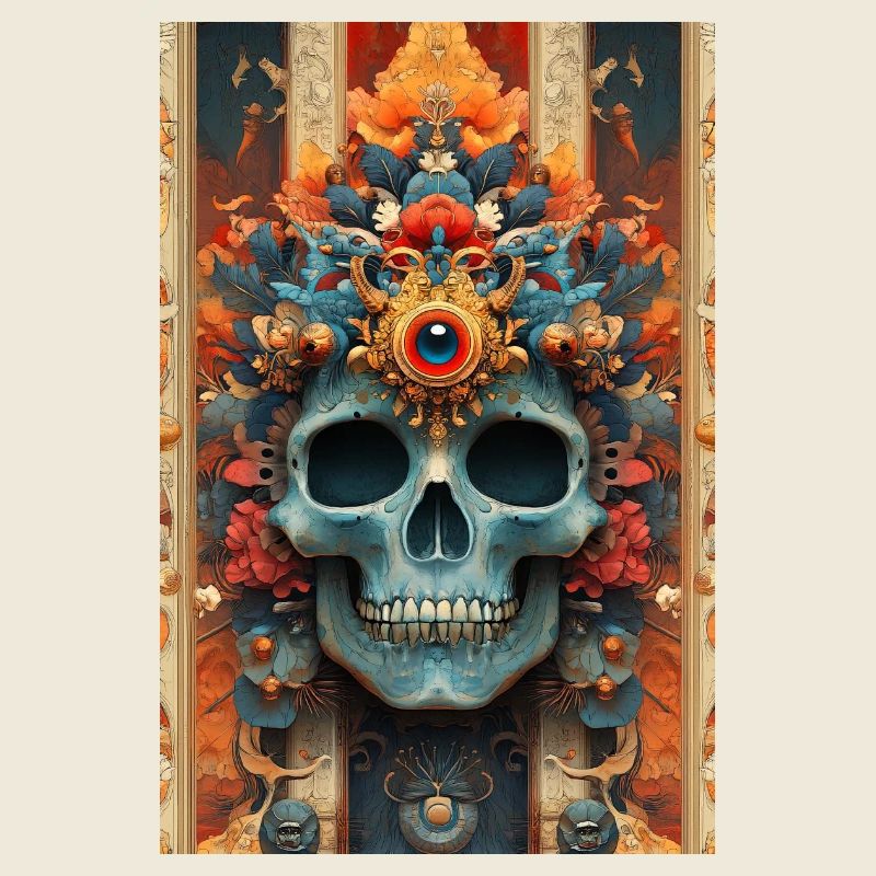 Flower Crown Skull with Third Eye