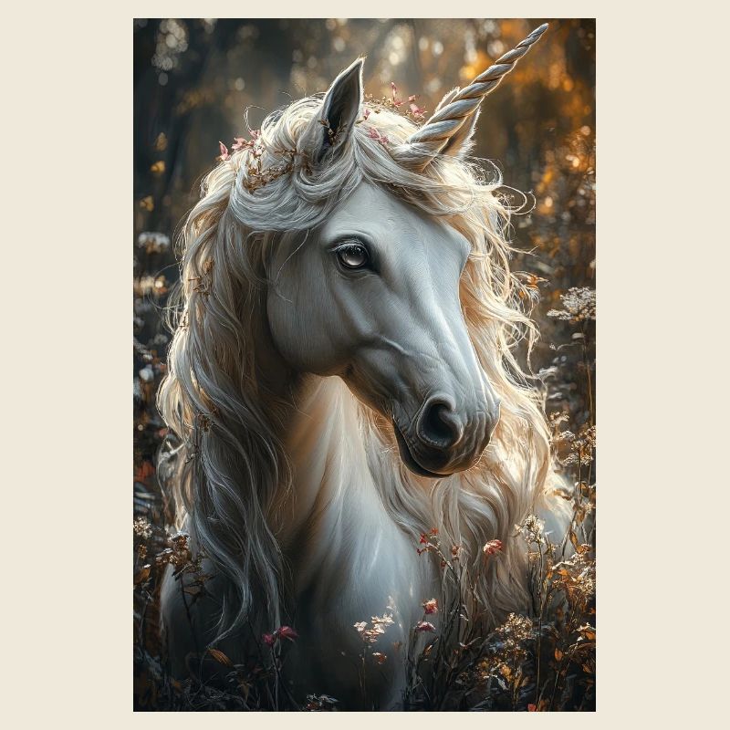 Fairy tale unicorn in autumn light