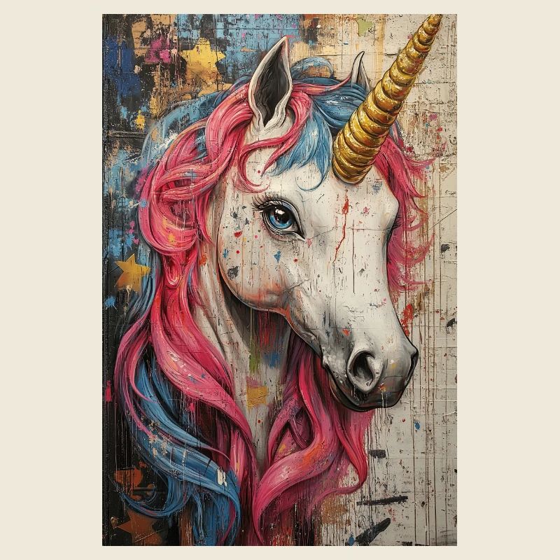 Einhorn Graffiti Neonfarben