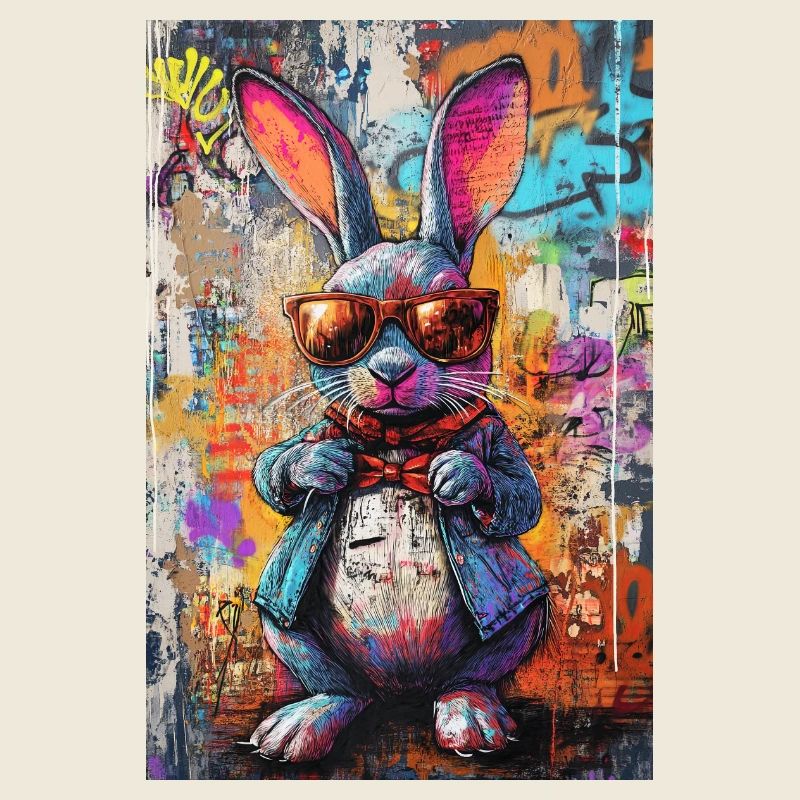 Bunter Graffiti Hase Sonnenbrille