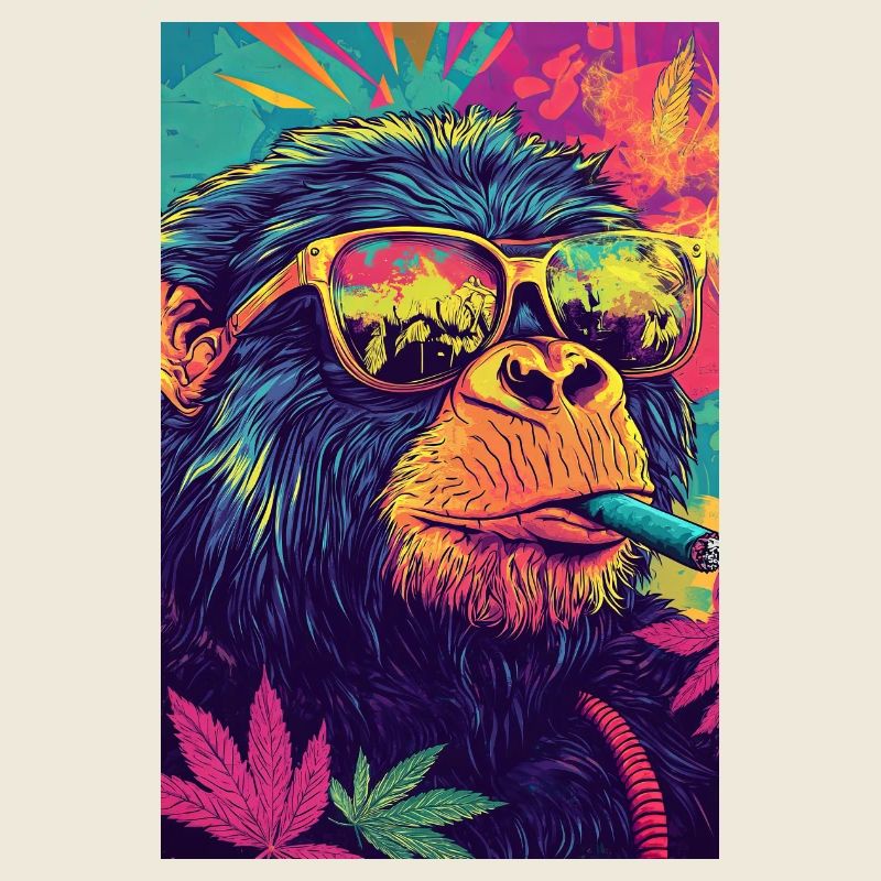 Psychedelischer Affe mit Sonnenbrille