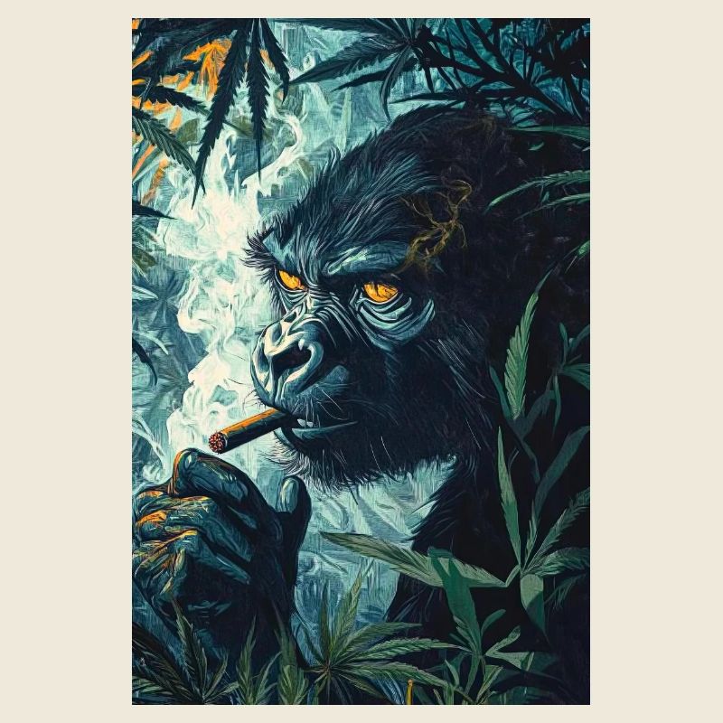 Dschungelgorilla mit Zigarettenrauch