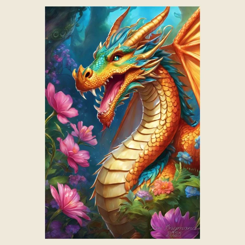 Ember Dragon in Bloom Forest